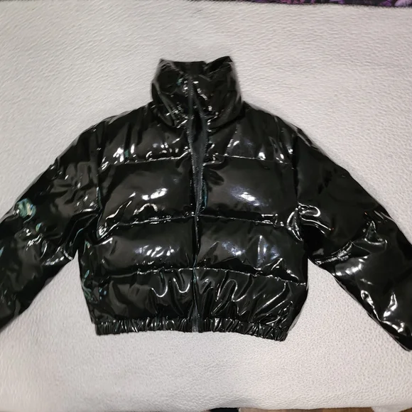 Pretty Little Thing Black Vinyl Puffer Coat - Picture 12 of 12